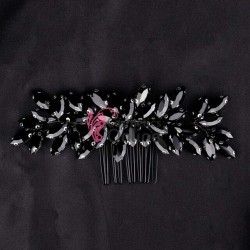 Accesoriu modern pentru decor par CA014JJ Argintiu cu pini si cristale deosebite Negre